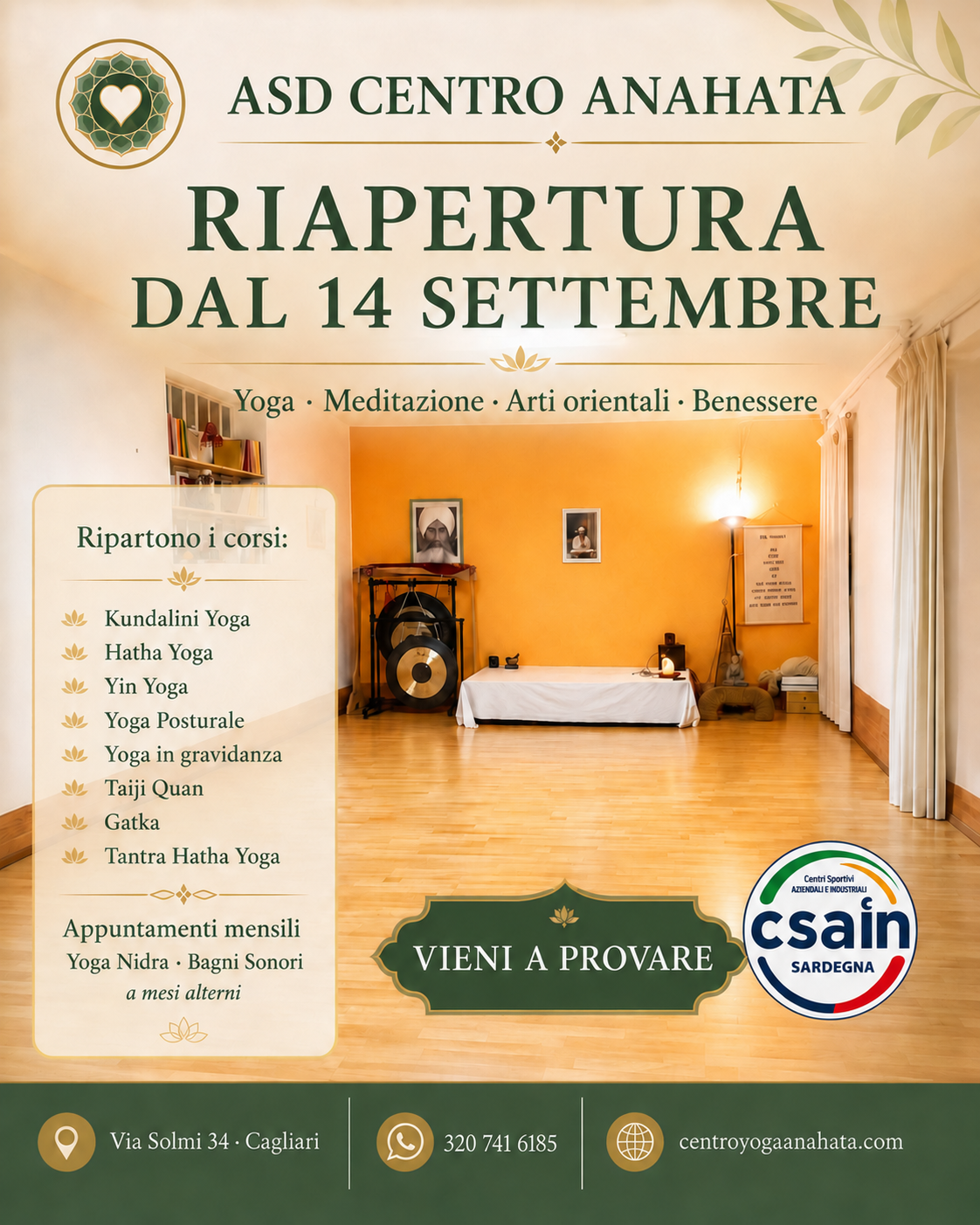 Riapertura Asd Centro Anahata - anno 2026-2027